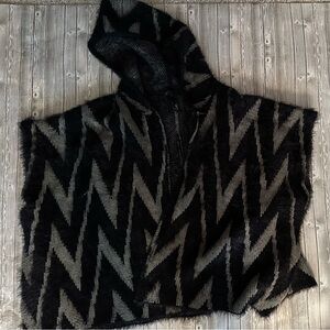 Elan Black and Gray Knit Poncho